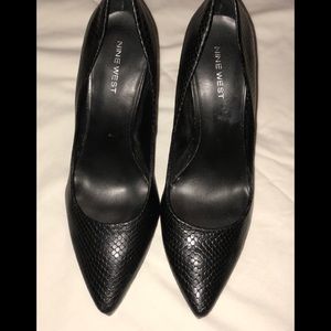 Nine West black leather heels